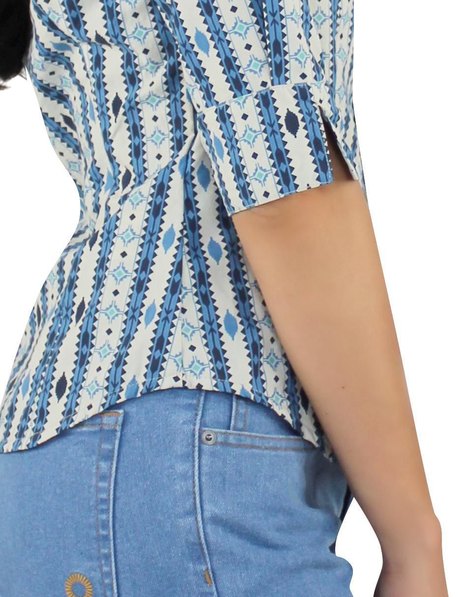 Blusa camisera Breton manga al codo para mujer