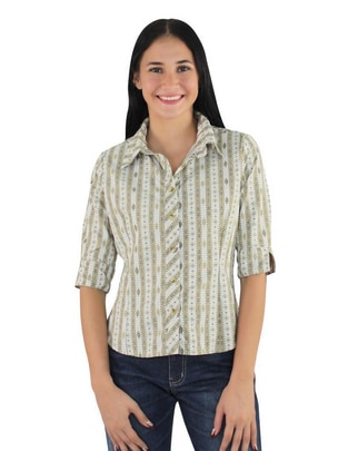 Blusa camisera Breton manga al codo para mujer