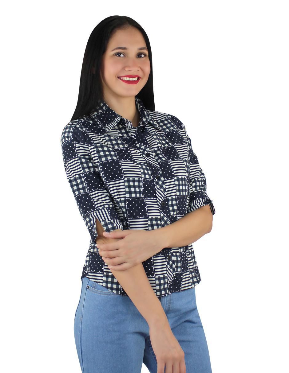 Blusa camisera Breton manga al codo para mujer