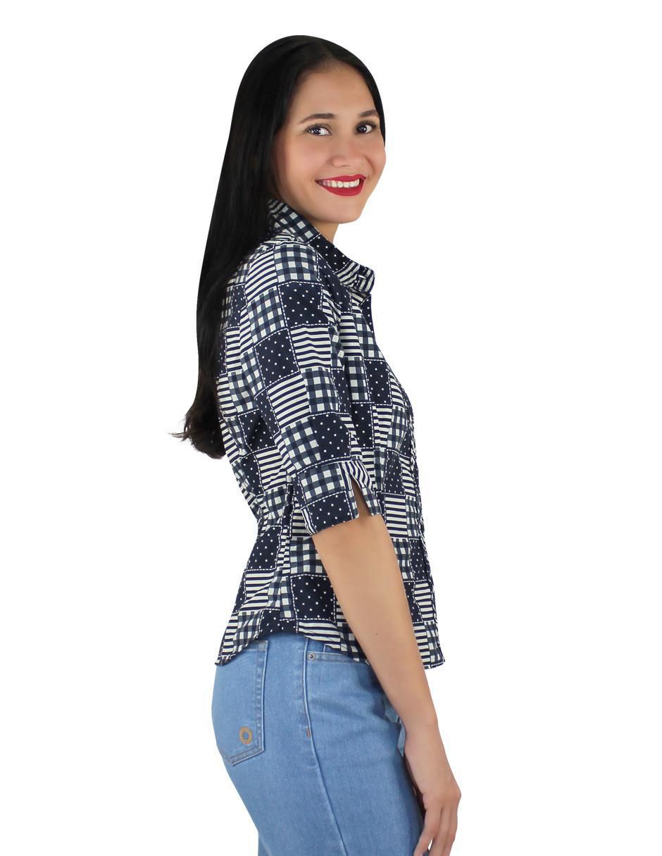 Blusa camisera Breton manga al codo para mujer