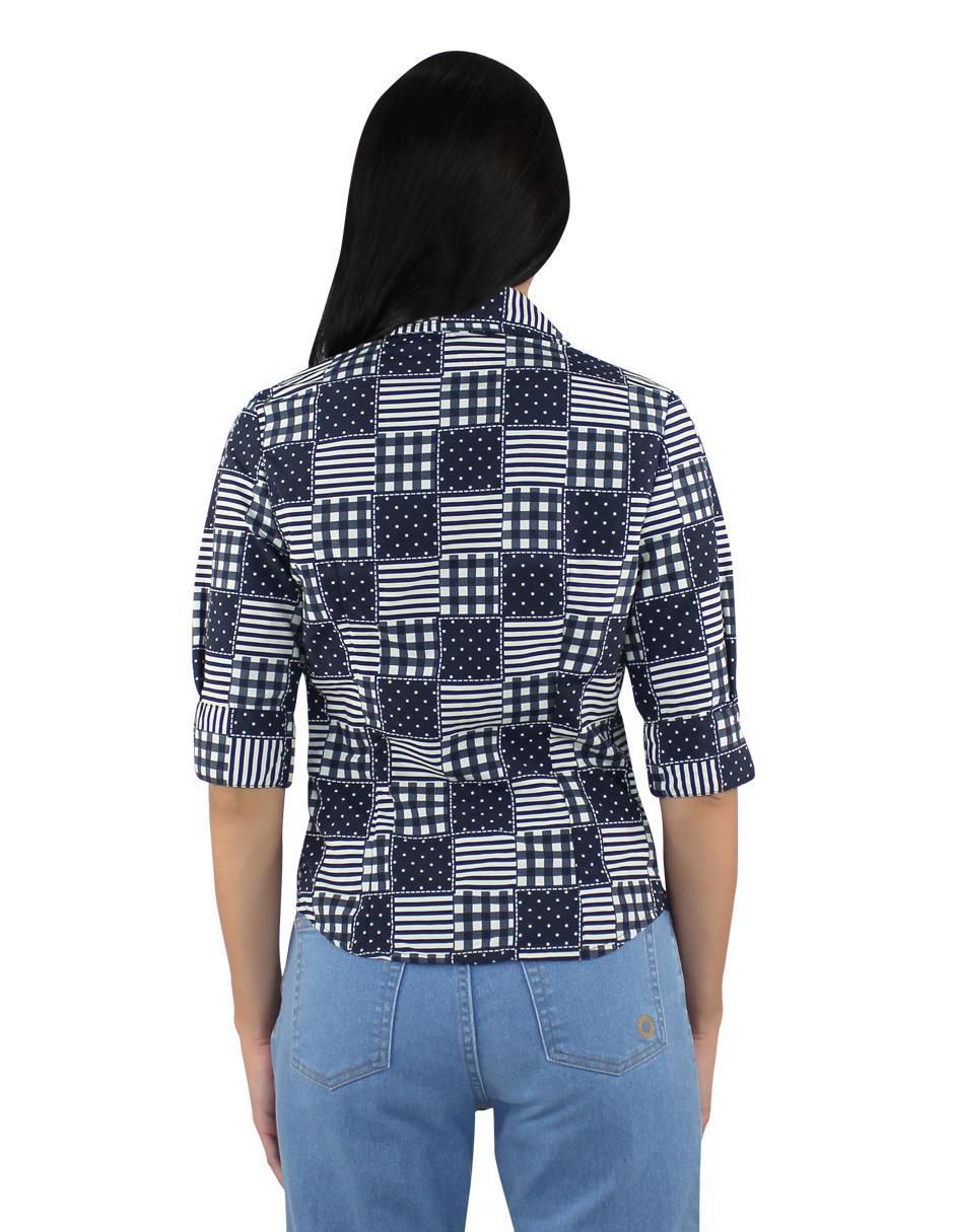Blusa camisera Breton manga al codo para mujer