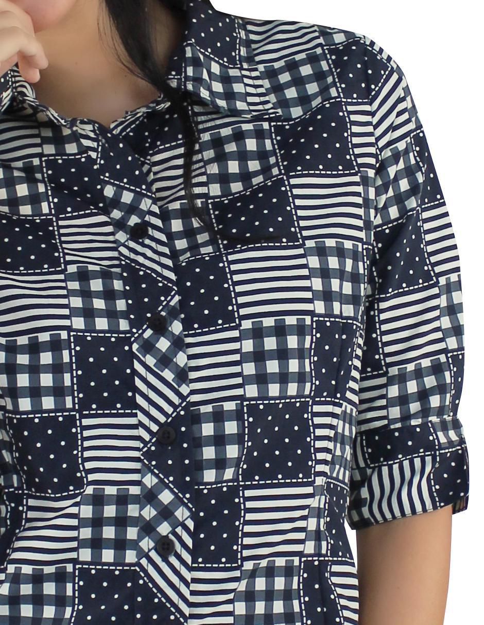 Blusa camisera Breton manga al codo para mujer