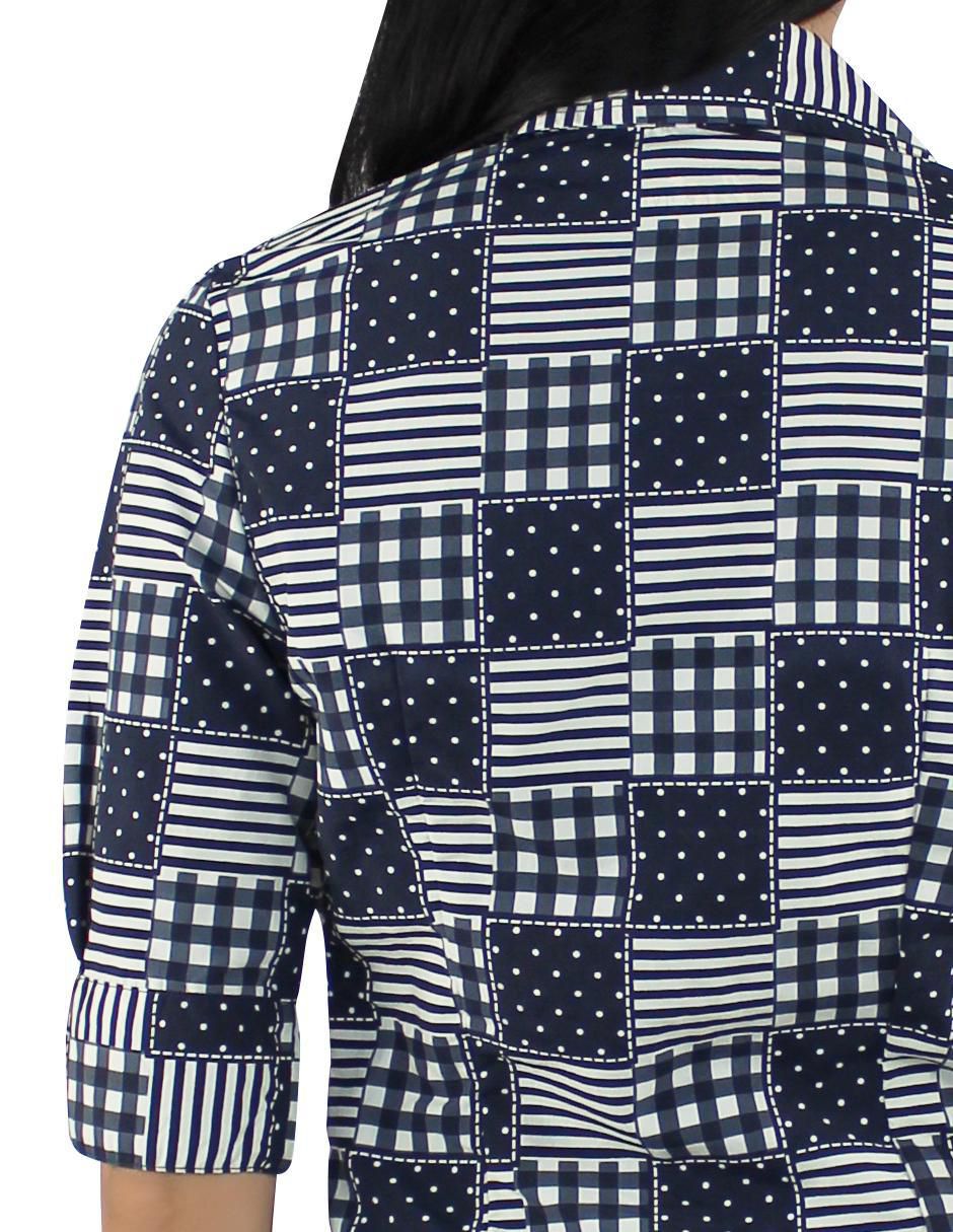 Blusa camisera Breton manga al codo para mujer