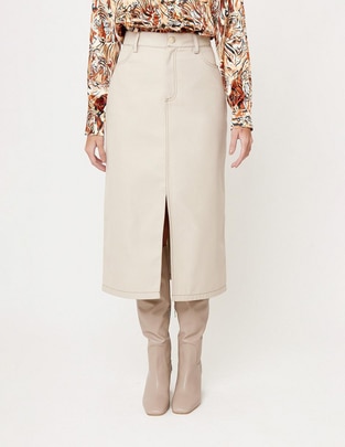 Falda midi con pretina Falda midi con pretina