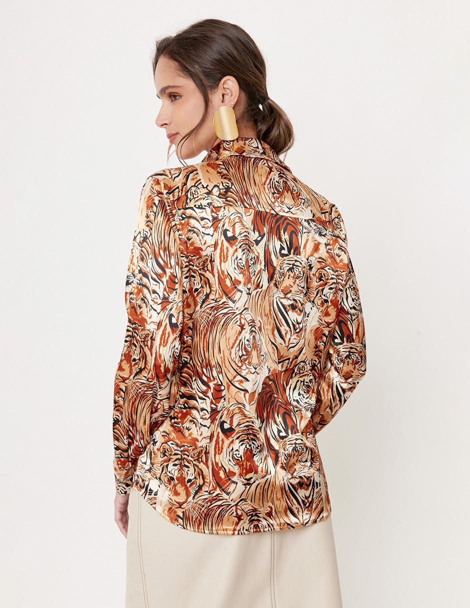 Blusa camisera Linea Pura manga larga para mujer