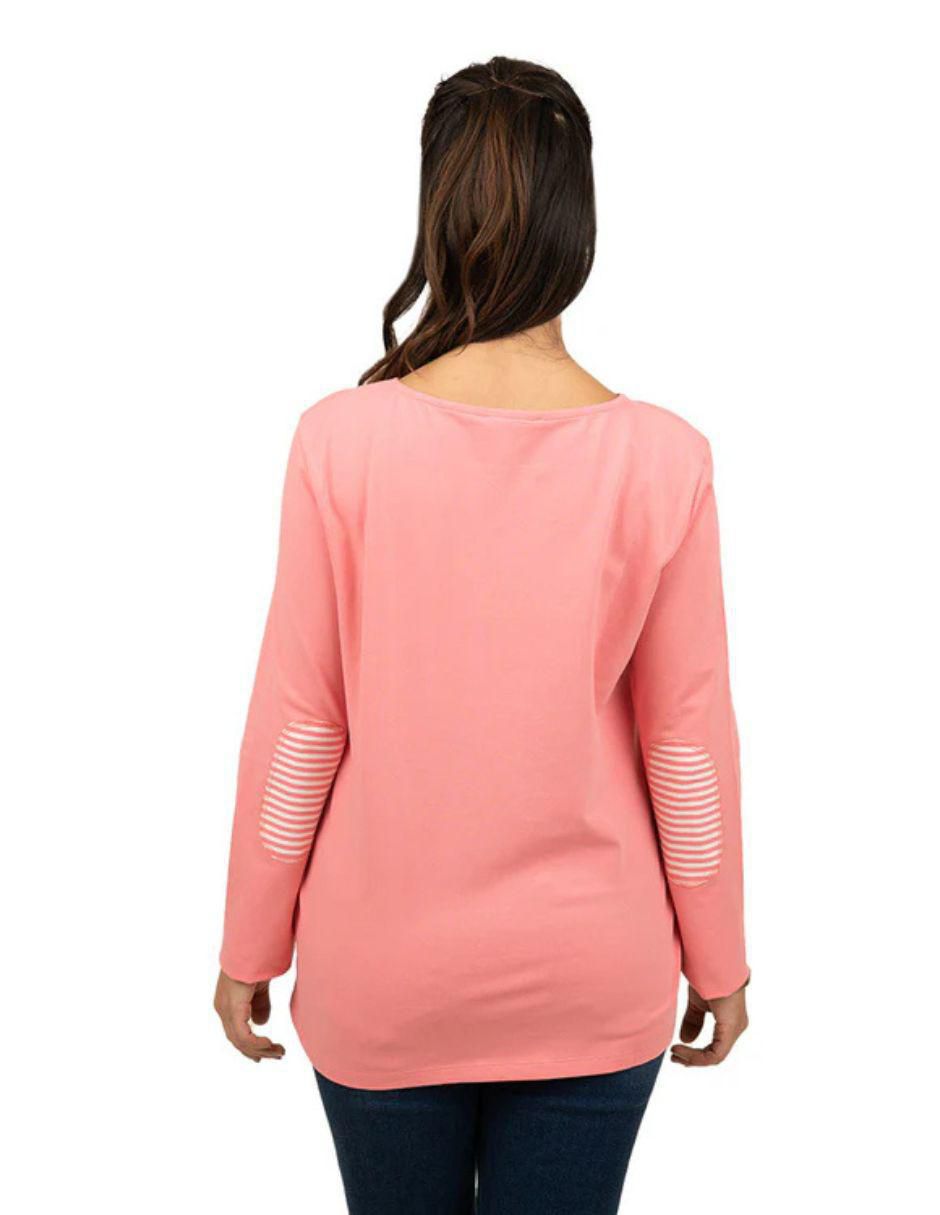 Blusa manga larga cuello redondo mujer