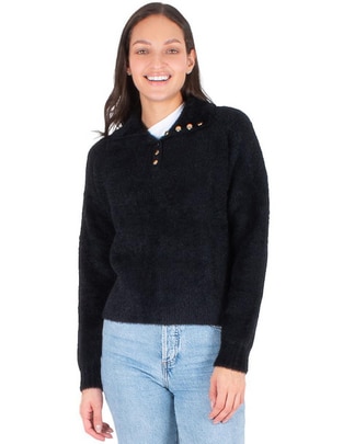 Suéter cuello con botón para mujer Suéter cuello con botón para mujer