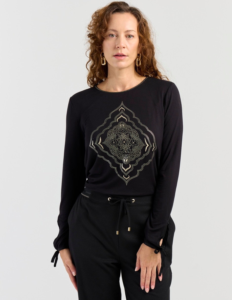 Playera manga larga Lieb cuello redondo para mujer