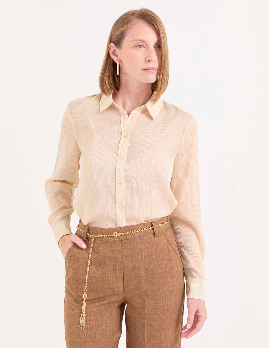 Blusa camisera manga larga para mujer