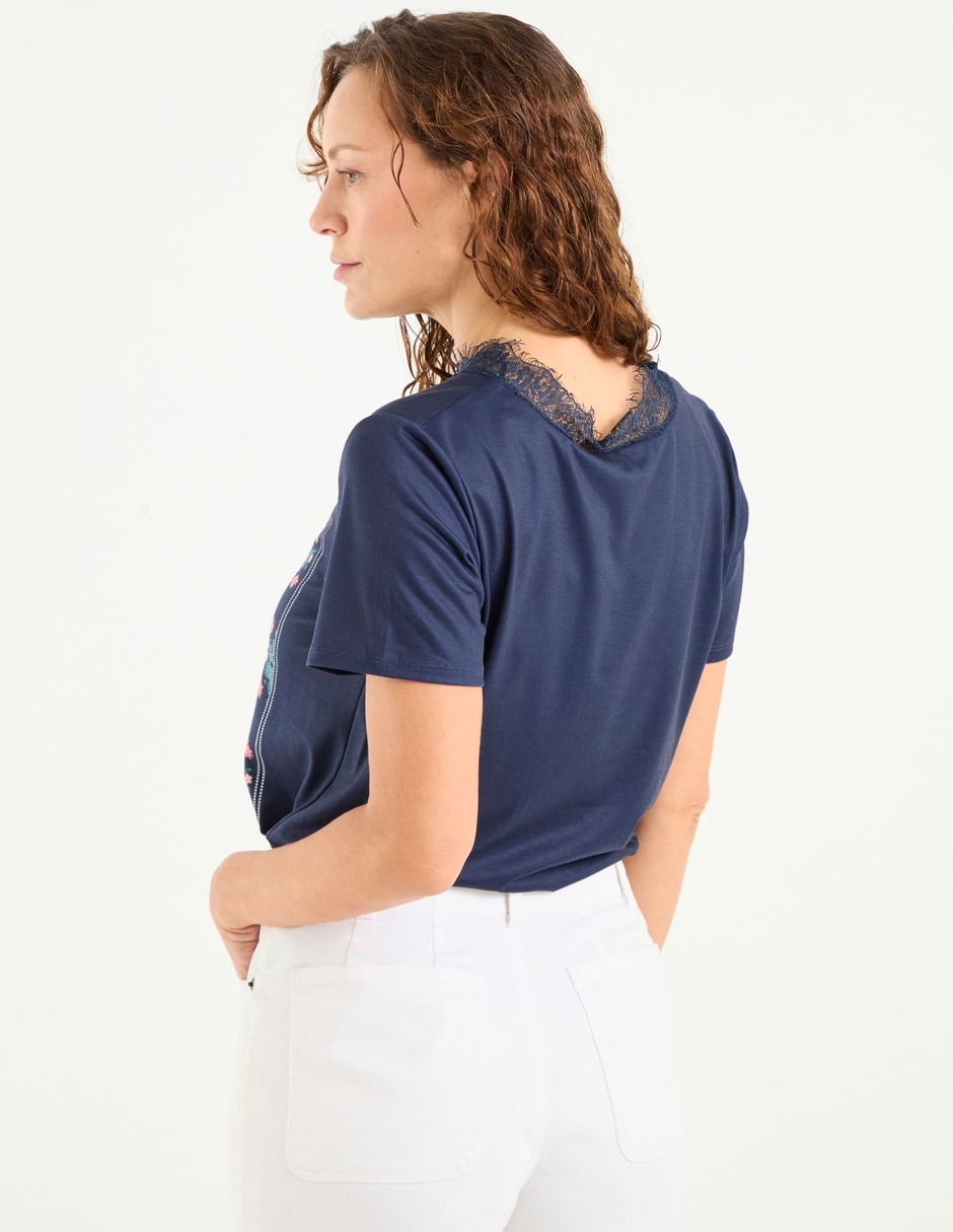 Playera manga corta Lieb cuello v para mujer