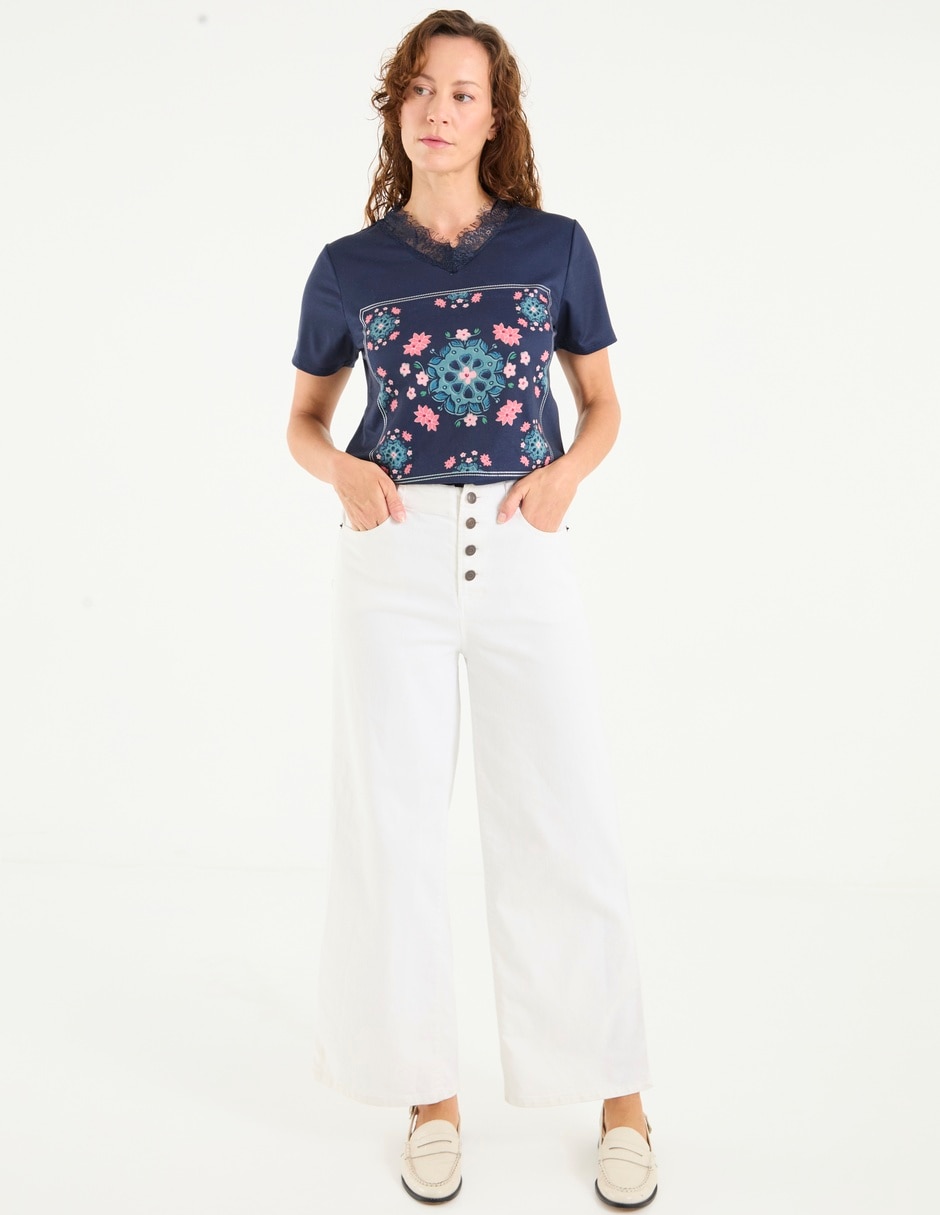 Playera manga corta Lieb cuello v para mujer
