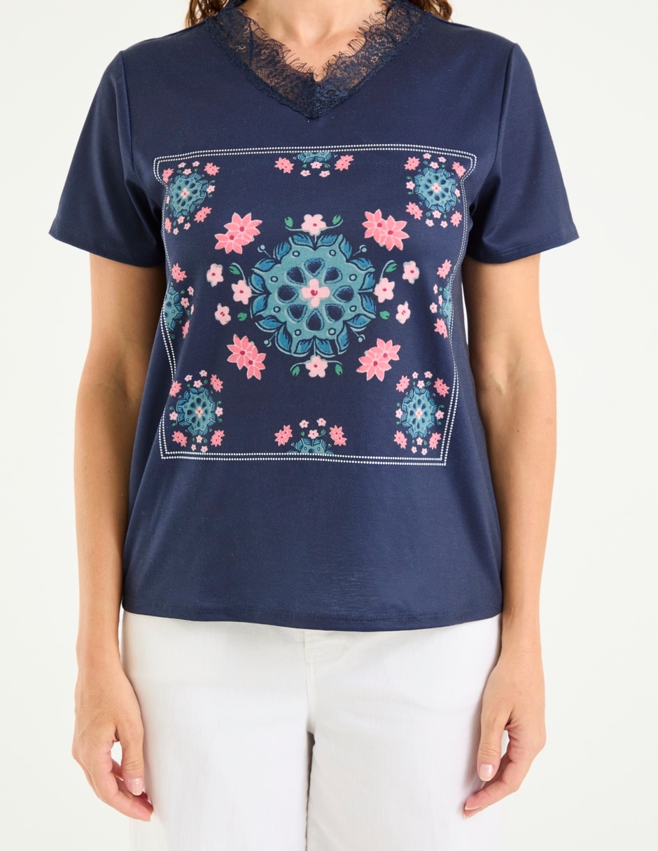 Playera manga corta Lieb cuello v para mujer