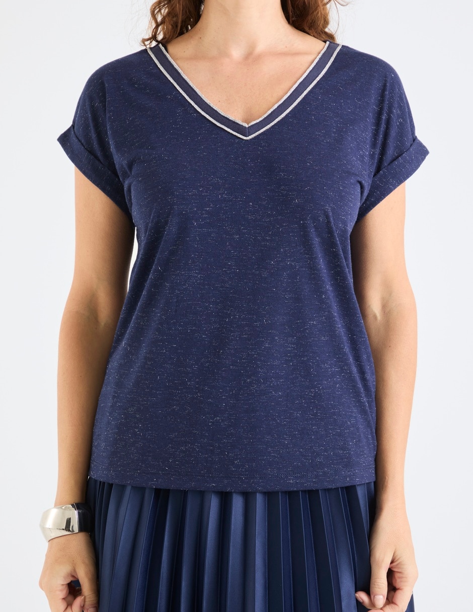 Playera manga corta cuello V para mujer 9
