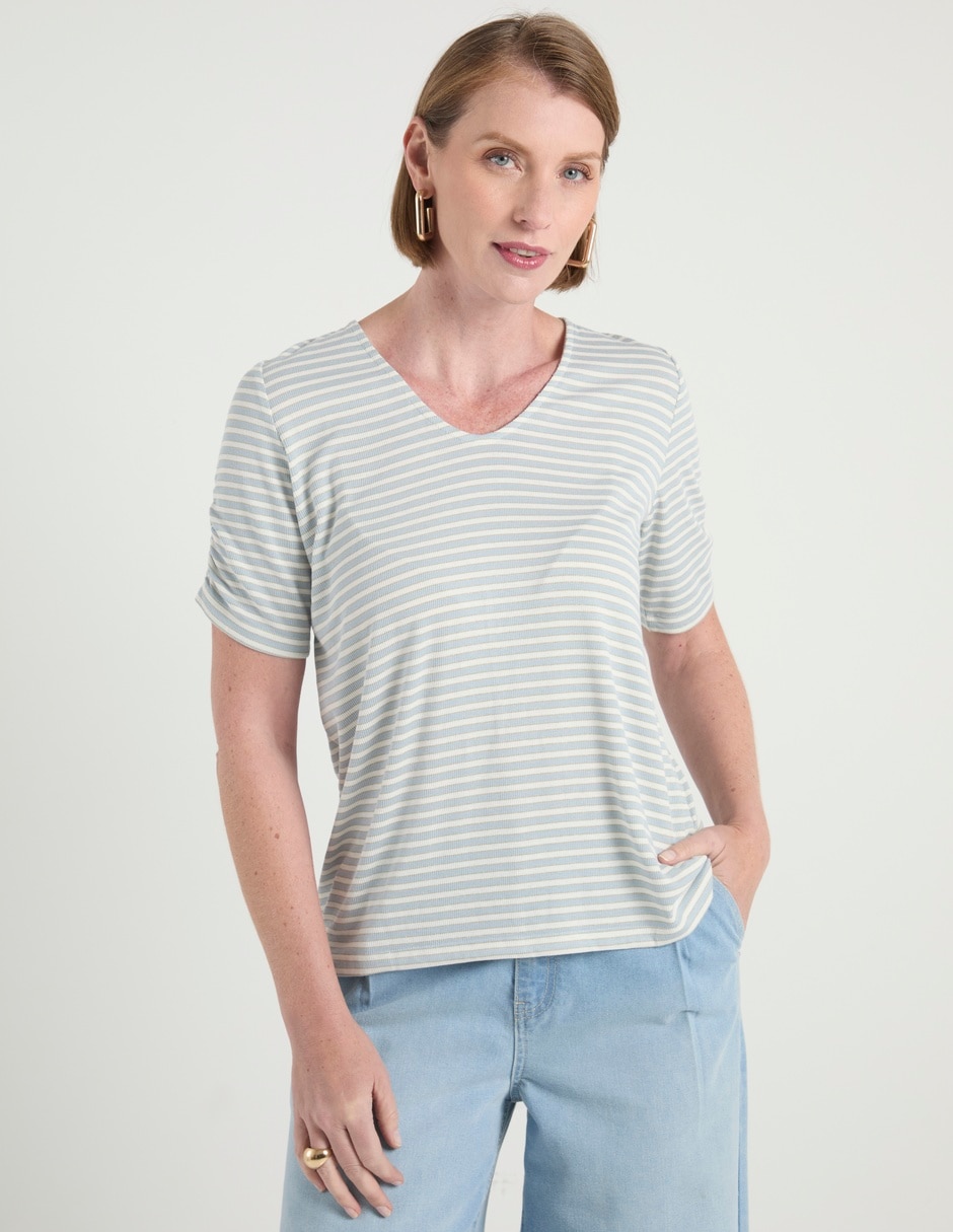 Playera manga corta Lieb cuello V para mujer