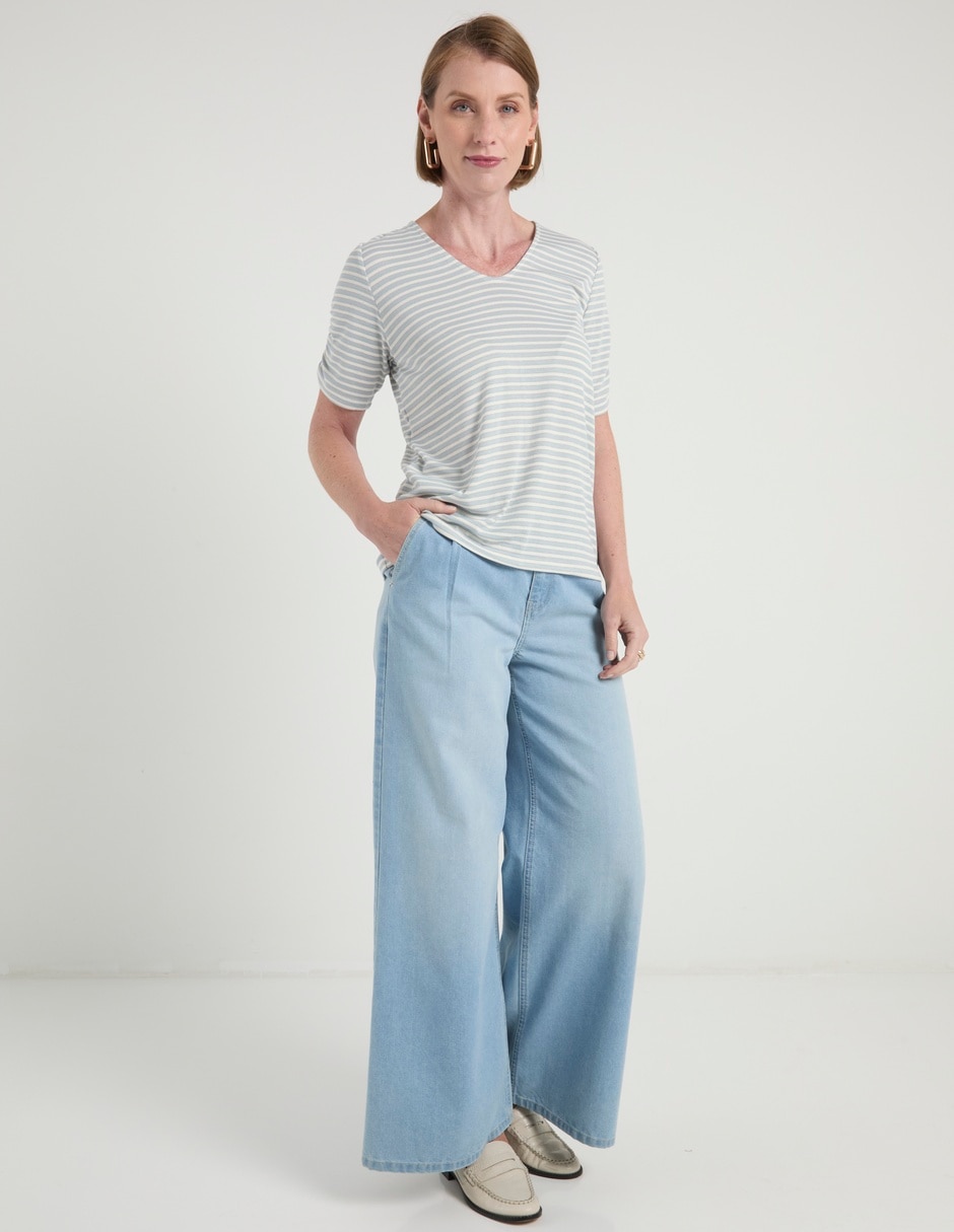 Playera manga corta Lieb cuello V para mujer