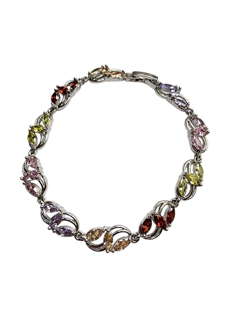 Pulsera con zirconia acabado baño de rodio 2