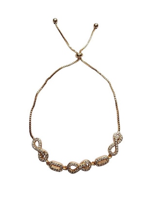 Pulsera de oro laminado con zirconia 14 k Infinito con acabado pavé