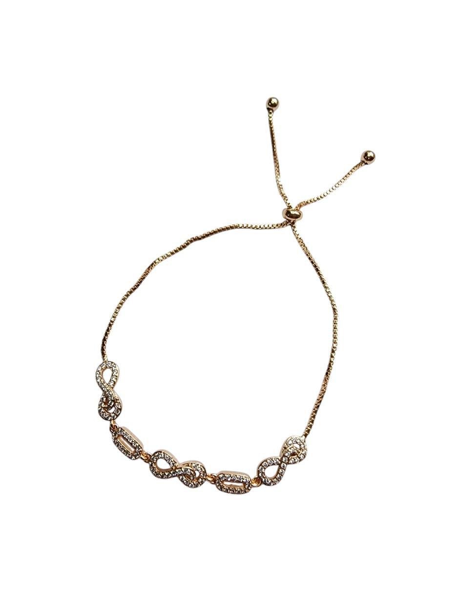 Pulsera de oro laminado con zirconia 14 k Infinito con acabado pavé
