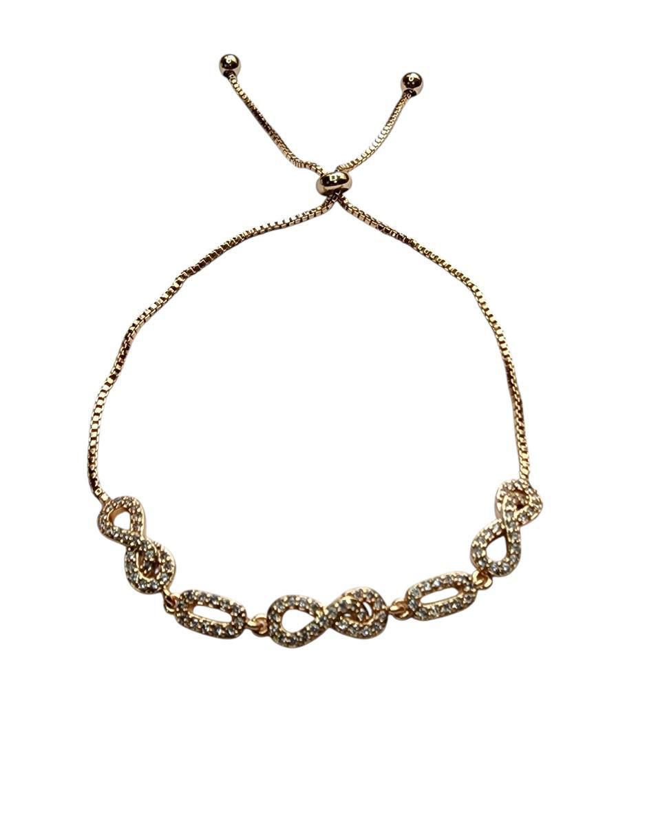 Pulsera de oro laminado con zirconia 14 k Infinito con acabado pavé