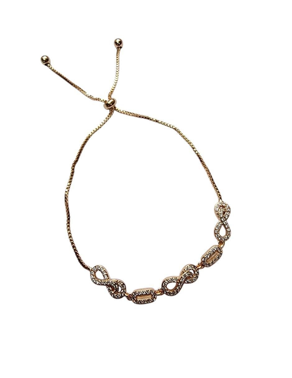 Pulsera de oro laminado con zirconia 14 k Infinito con acabado pavé