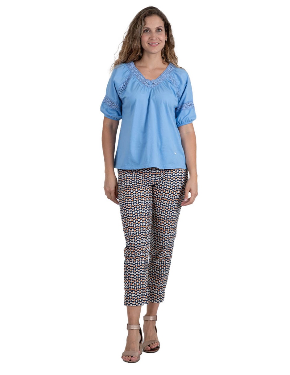 Playera manga corta Edira cuello V para mujer