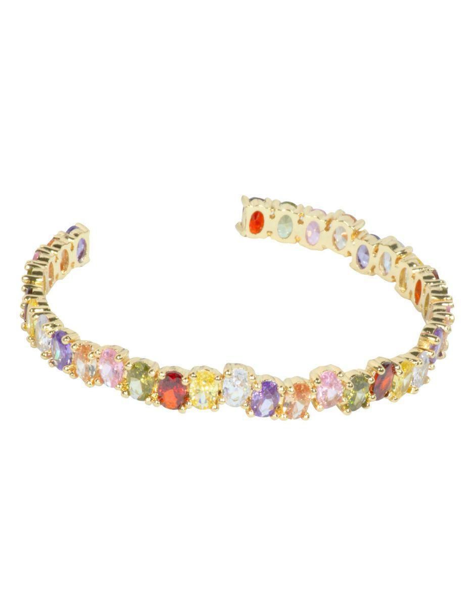 Brazalete con zirconia Sara acabado baño de oro 14 K