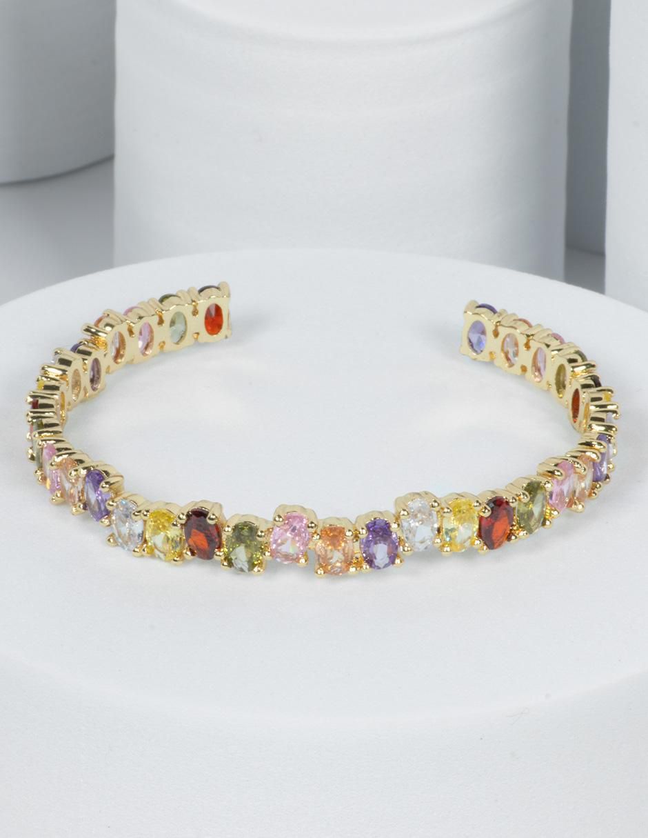 Brazalete con zirconia Sara acabado baño de oro 14 K 2