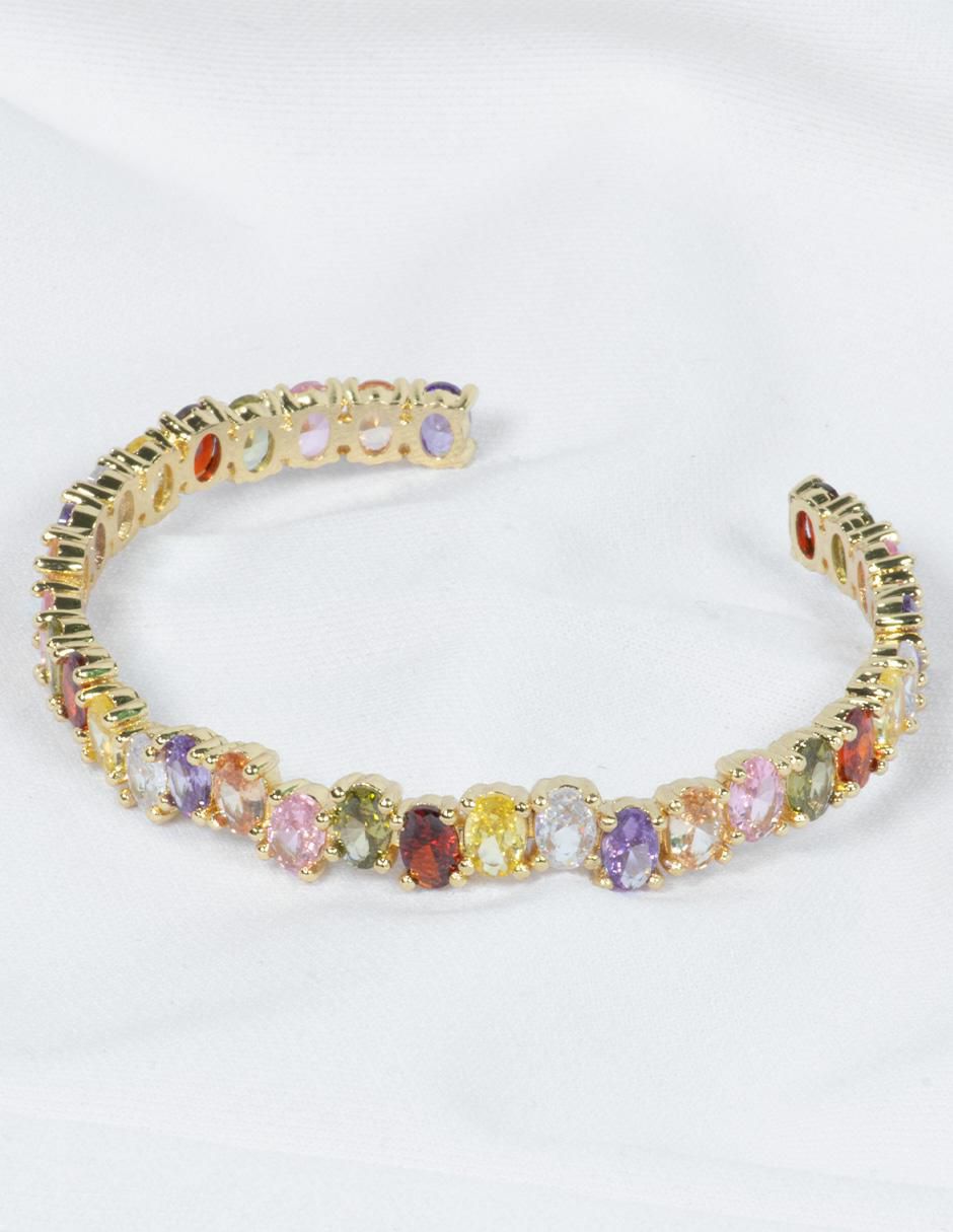 Brazalete con zirconia Sara acabado baño de oro 14 K 3