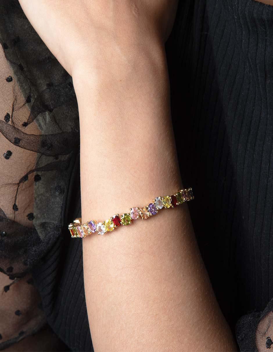 Brazalete con zirconia Sara acabado baño de oro 14 K 4