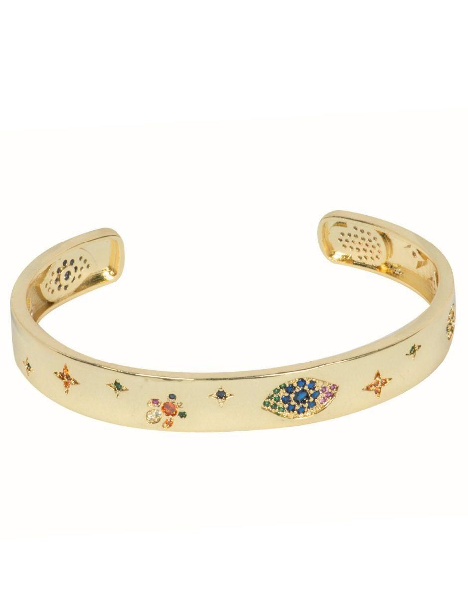 Brazalete con zirconia Carmen acabado baño de oro 14 K Brazalete con zirconia Carmen acabado baño de oro 14 K