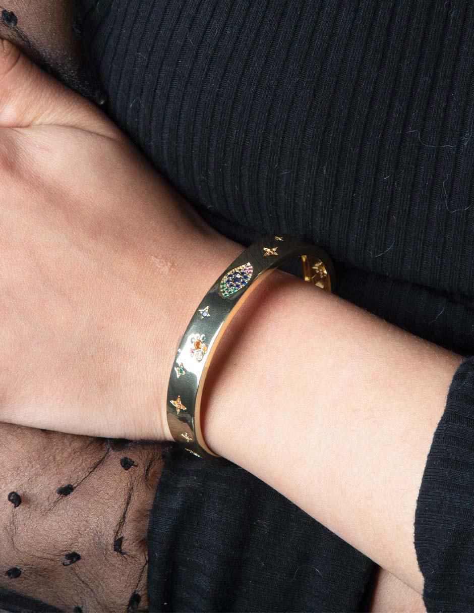 Brazalete con zirconia Carmen acabado baño de oro 14 K 4