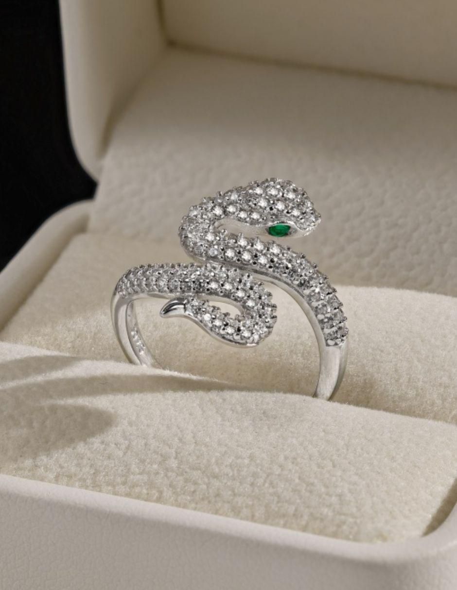 Anillo de serpiente Hebi P 925 de plata zirconia baño de rodio 6