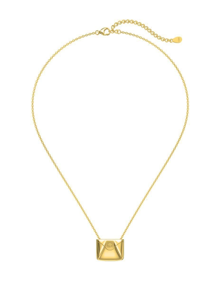 Collar rectangular Iris de plata P 925 con acabado baño de oro 5