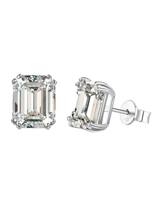 Broqueles rectangulares Lucía de plata P 925 con acabado baño de rodio Broqueles rectangulares Lucía de plata P 925 con acabado baño de rodio