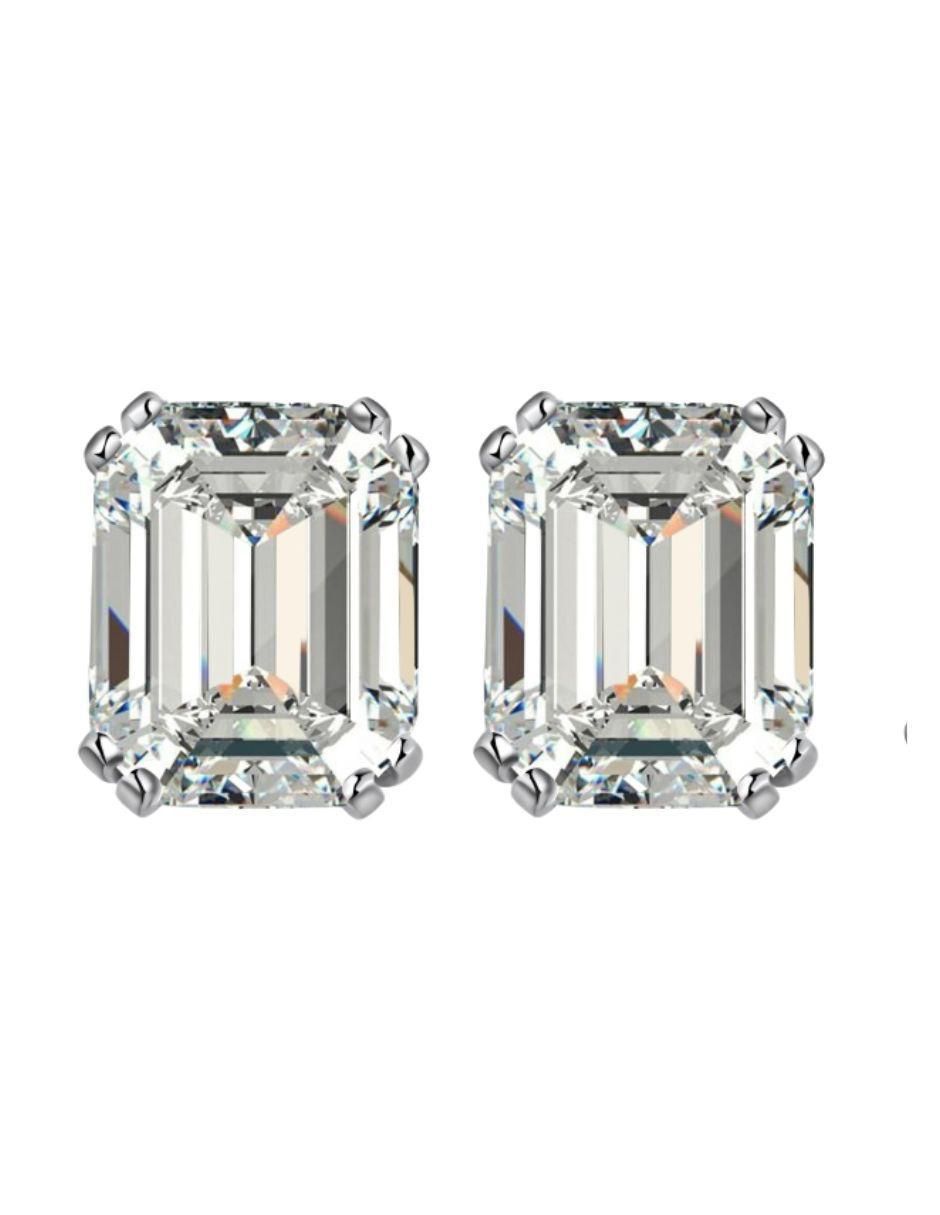 Broqueles rectangulares Lucía de plata P 925 con acabado baño de rodio 2