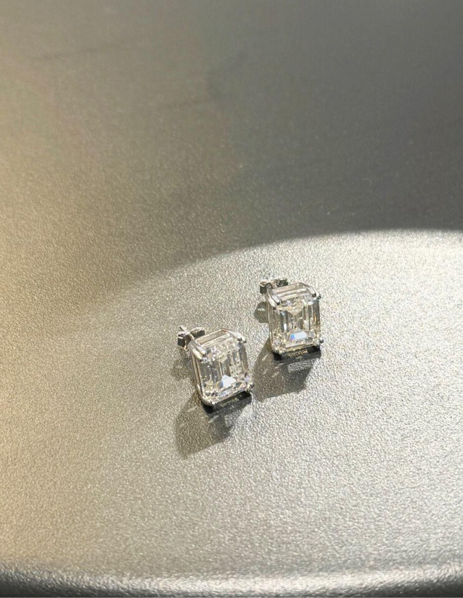 Broqueles rectangulares Lucía de plata P 925 con acabado baño de rodio 7