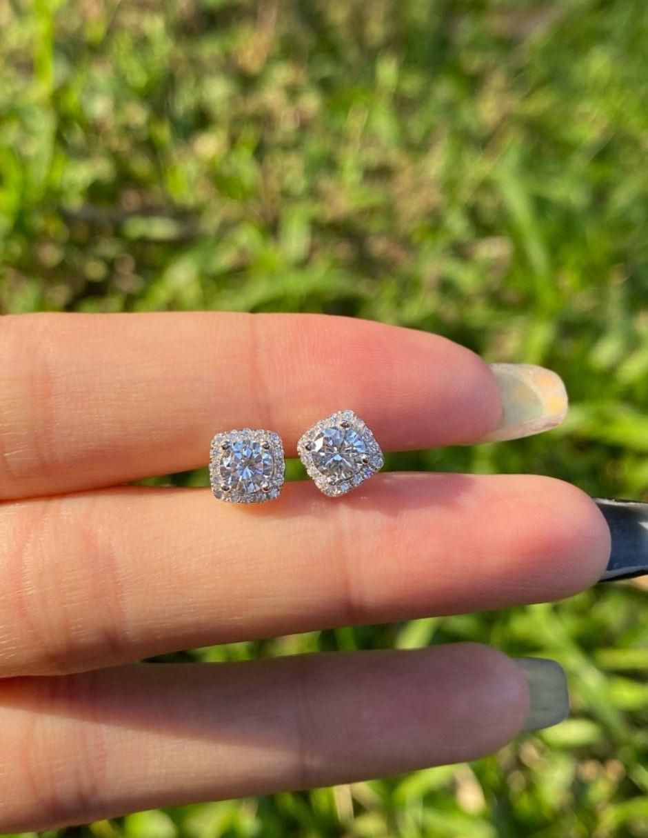 Broqueles cuadrados de plata P 925 con acabado baño de rodio 3