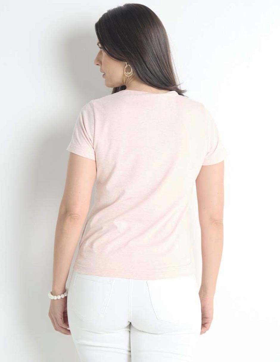 Playera manga corta cuello redondo para mujer