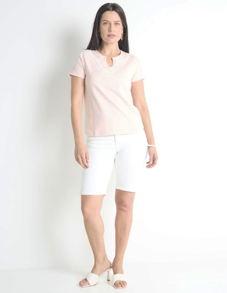 Playera manga corta cuello redondo para mujer