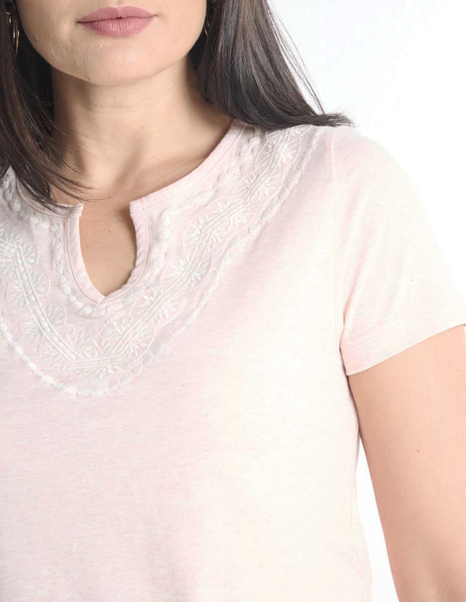 Playera manga corta cuello redondo para mujer