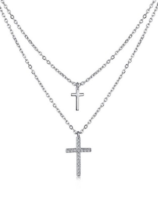 Collar de cruz Clemence de plata P 925