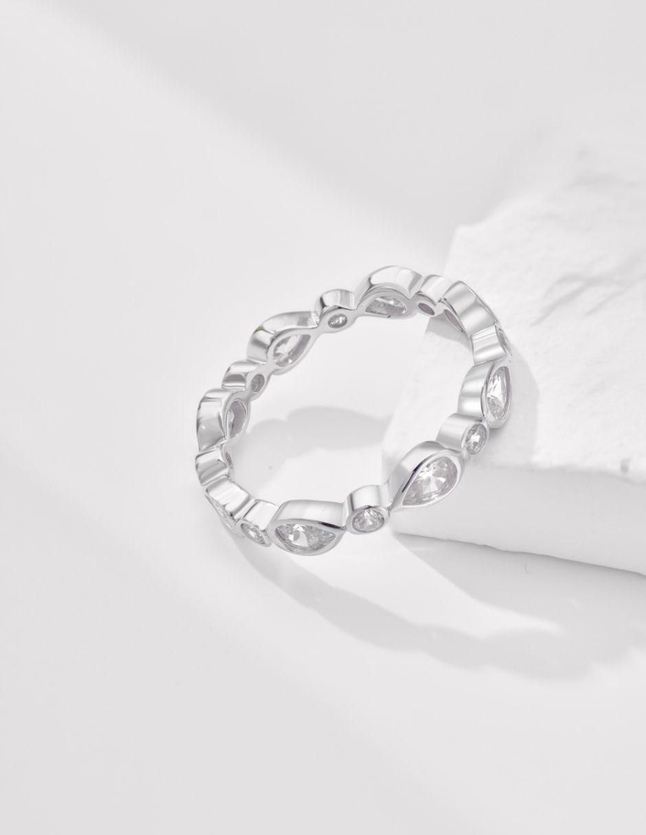 Anillo redondo Kaori P 925 de plata zirconia baño de rodio 5
