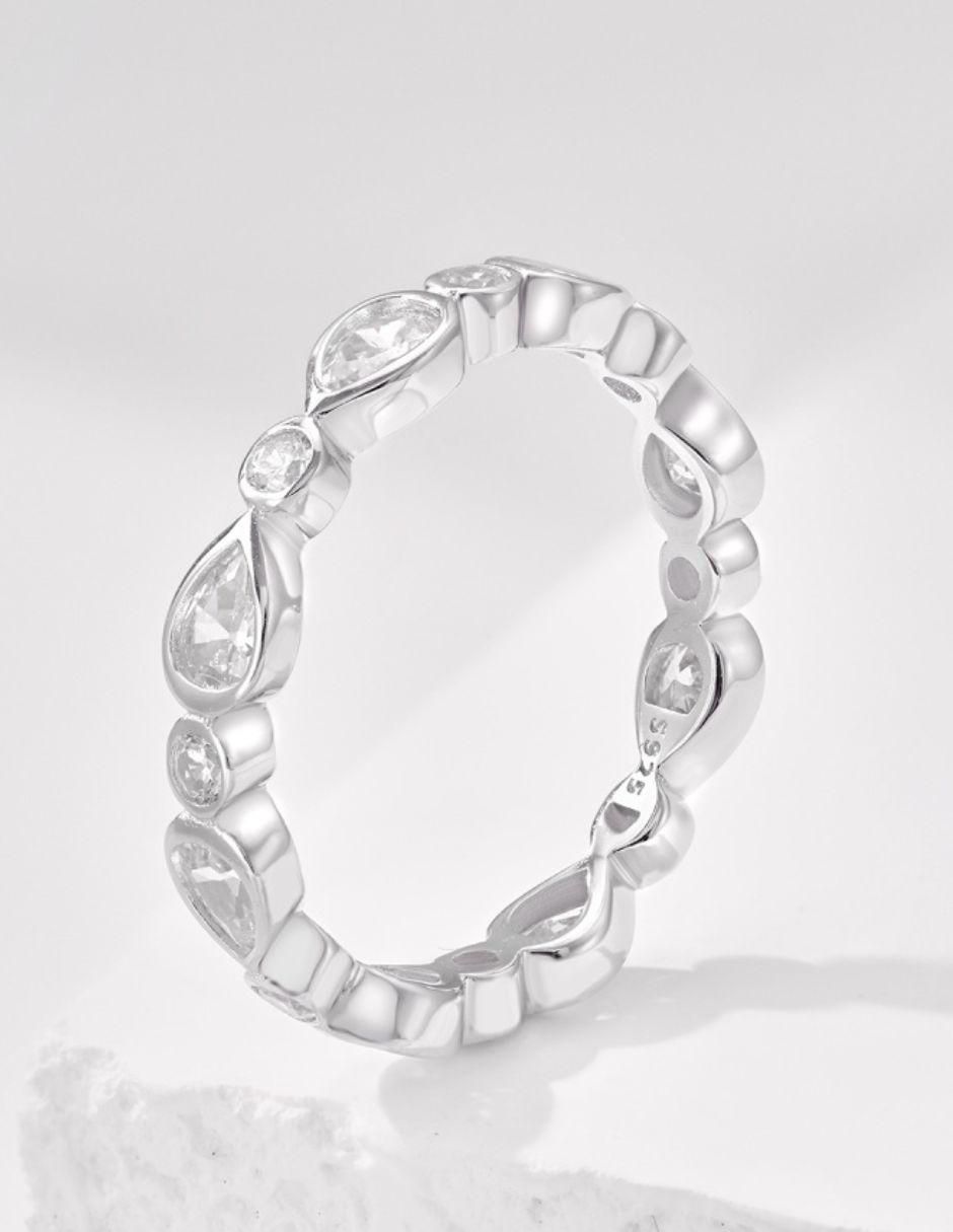 Anillo redondo Kaori P 925 de plata zirconia baño de rodio 4