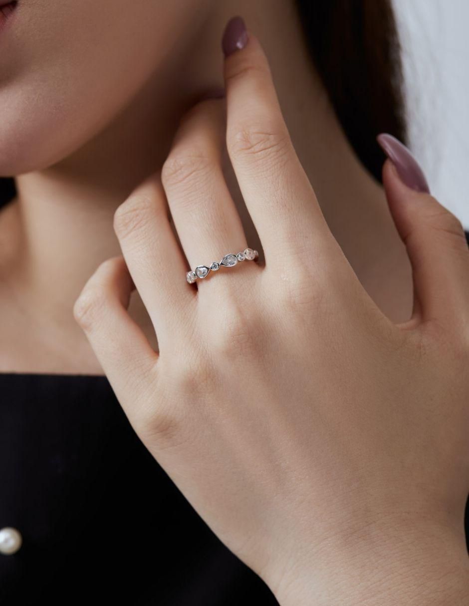Anillo redondo Kaori P 925 de plata zirconia baño de rodio 2