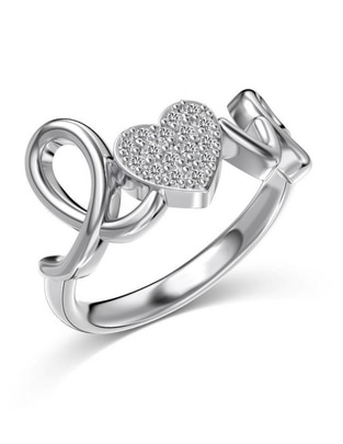 Anillo Love P 925 de plata zirconia baño de rodio