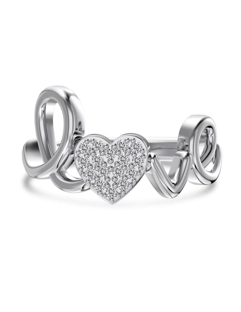 Anillo Love P 925 de plata zirconia baño de rodio