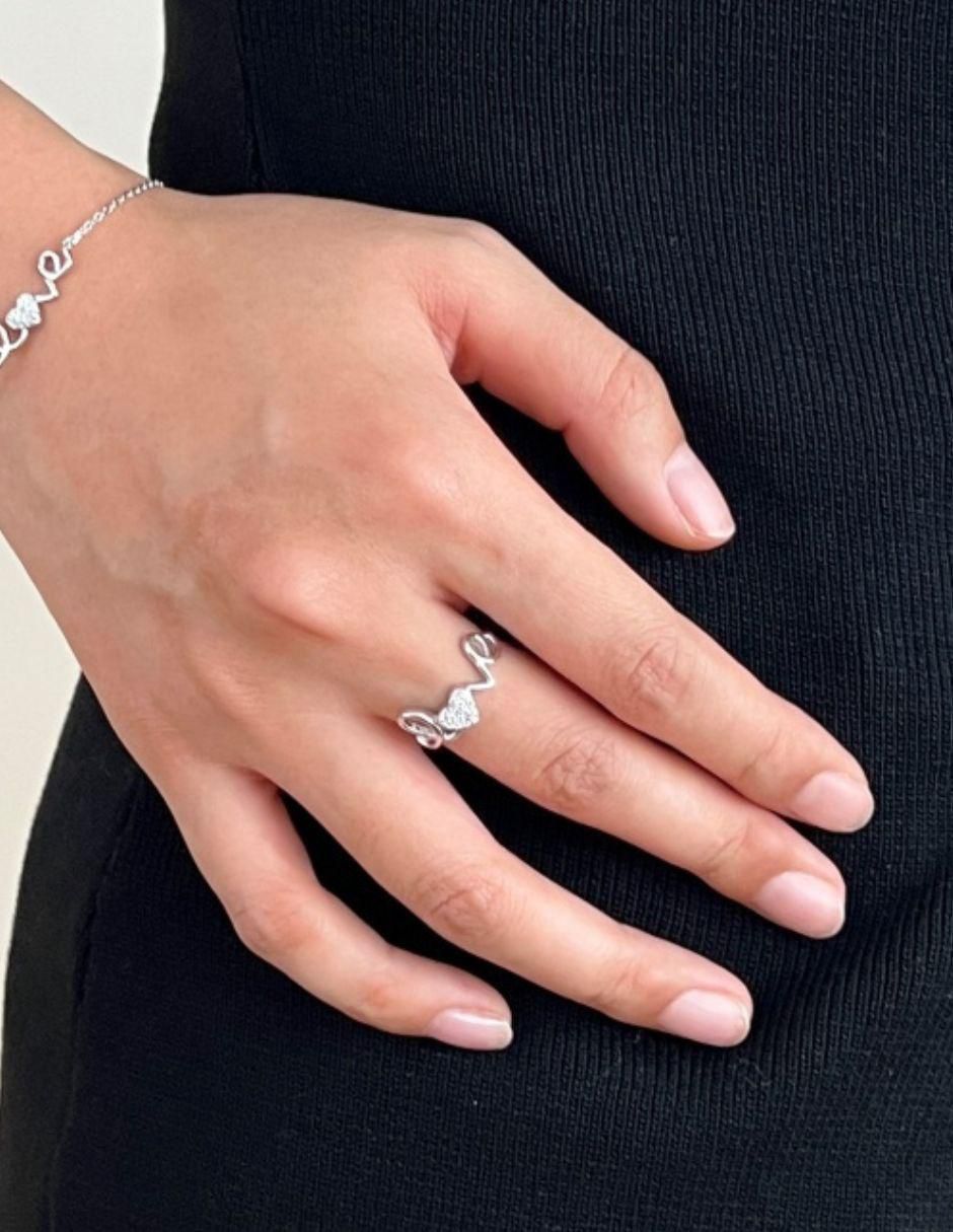 Anillo Love P 925 de plata zirconia baño de rodio