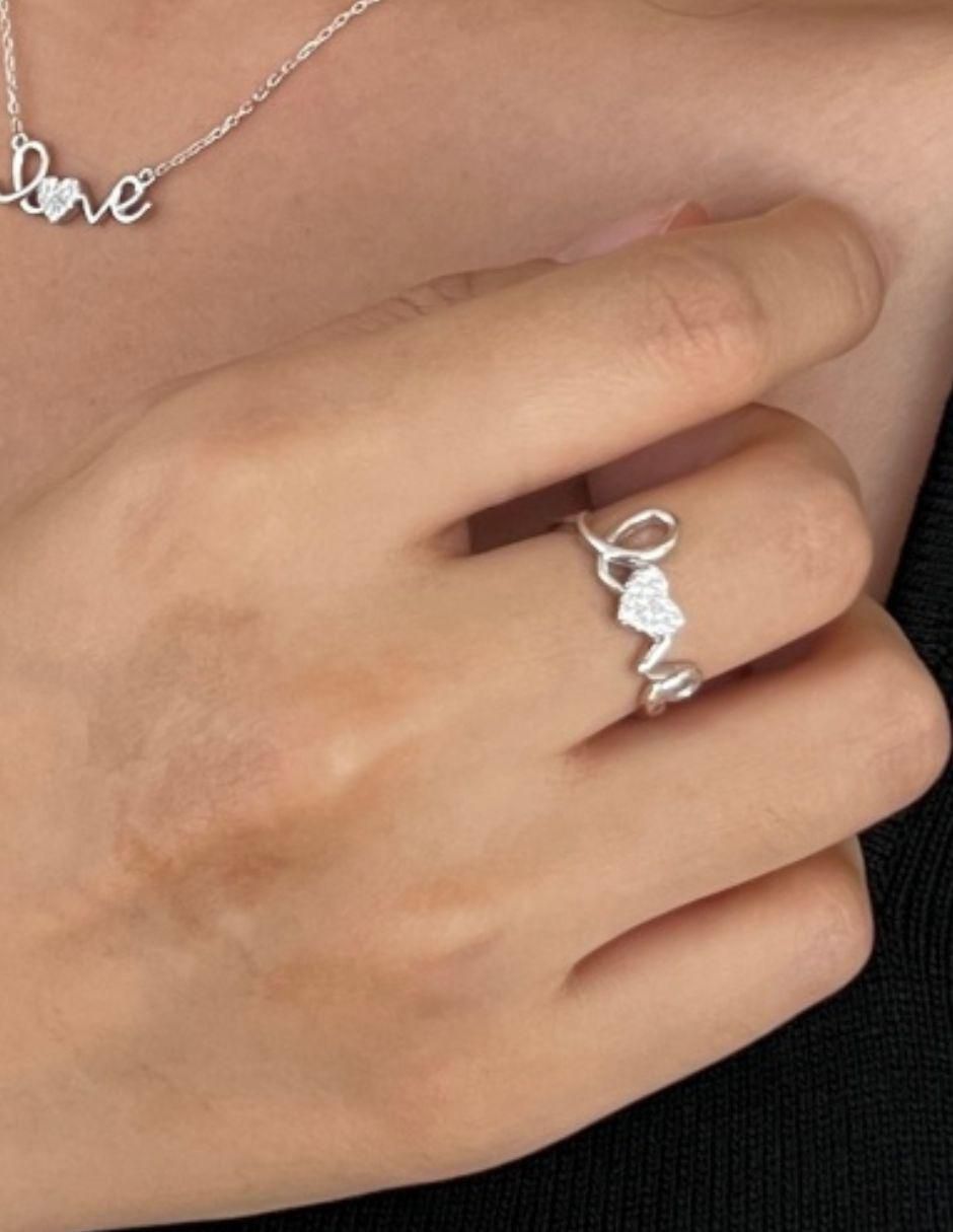 Anillo Love P 925 de plata zirconia baño de rodio