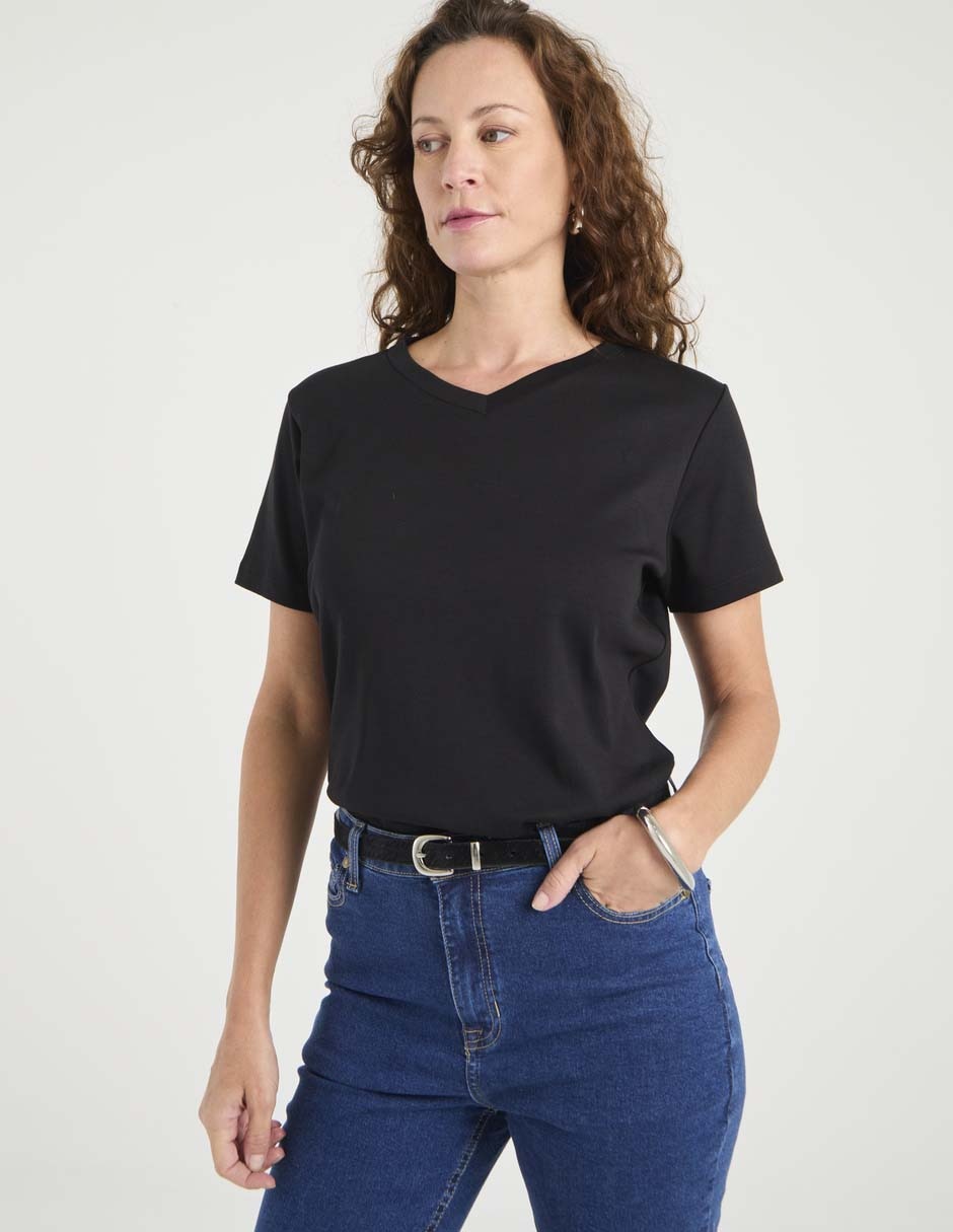 Playera manga corta 365 Essential cuello V para mujer Playera manga corta 365 Essential cuello V para mujer