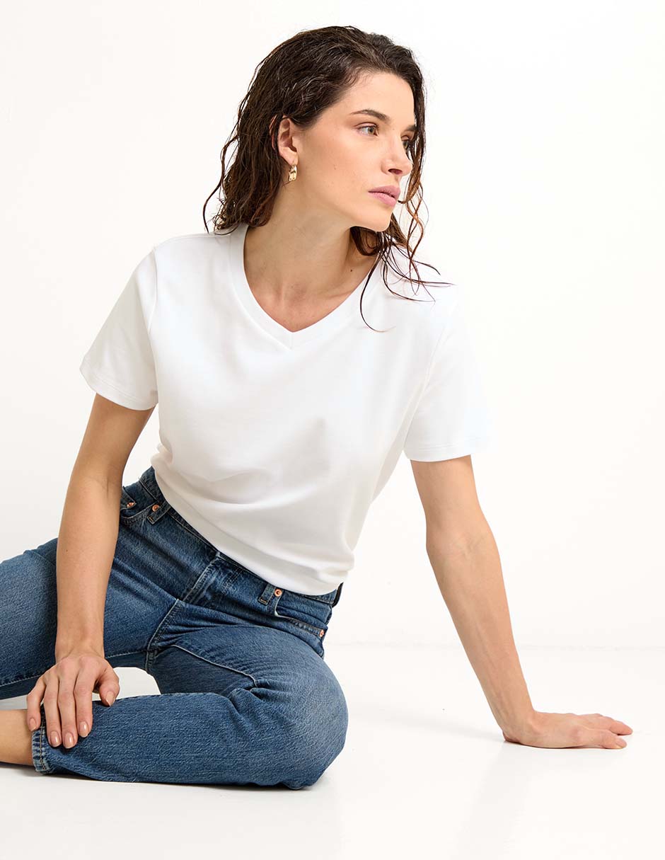Playera manga corta 365 Essential cuello V para mujer Playera manga corta 365 Essential cuello V para mujer